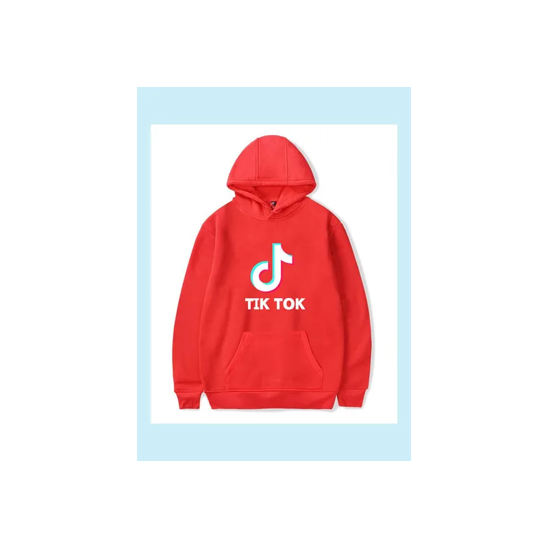 Tik Tok Printed Hoodie Red