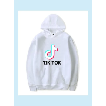 Tik Tok Printed Hoodie White/Black/Blue