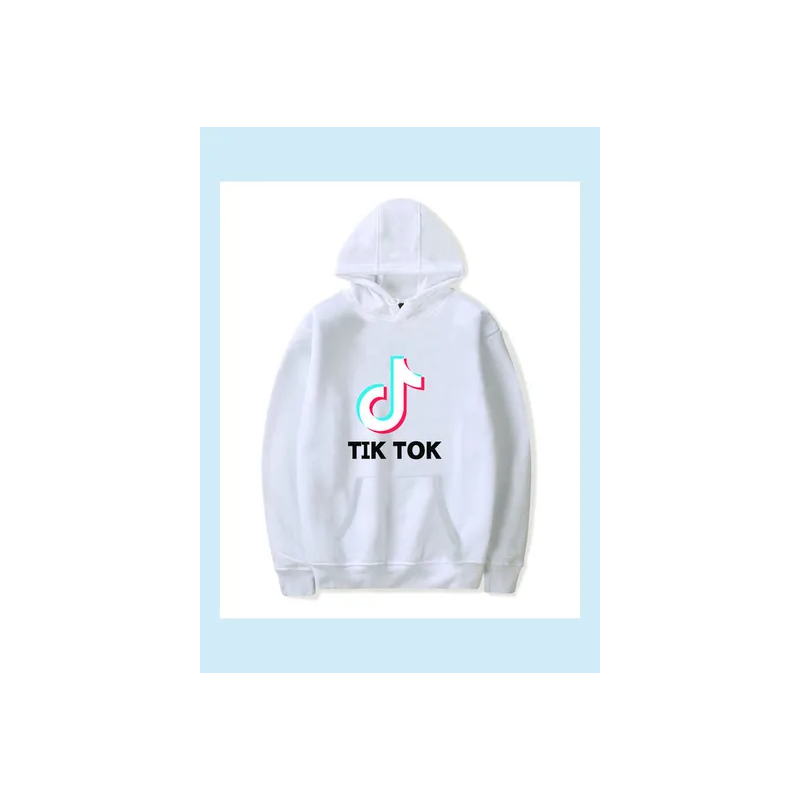Tik Tok Printed Hoodie White/Black/Blue