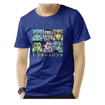 Tops Kawaii Hunter x Hunter Friends Shirt, Youth T-Shirt, Anime hunter x Hunter Gift, Crew Neck Fitted Soft Anime Manga Blue Tee Shirt