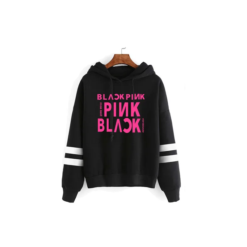 Trendy Long Sleeves Hoodie Black