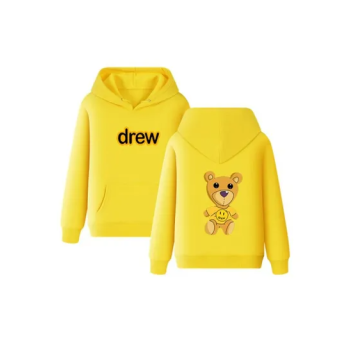 Trendy Drew House Teddy Smiley Print Hoodies - (Yellow)