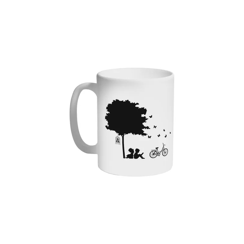 Decalac Tree And Couple Printed Coffee Mug White/Black 325 ml