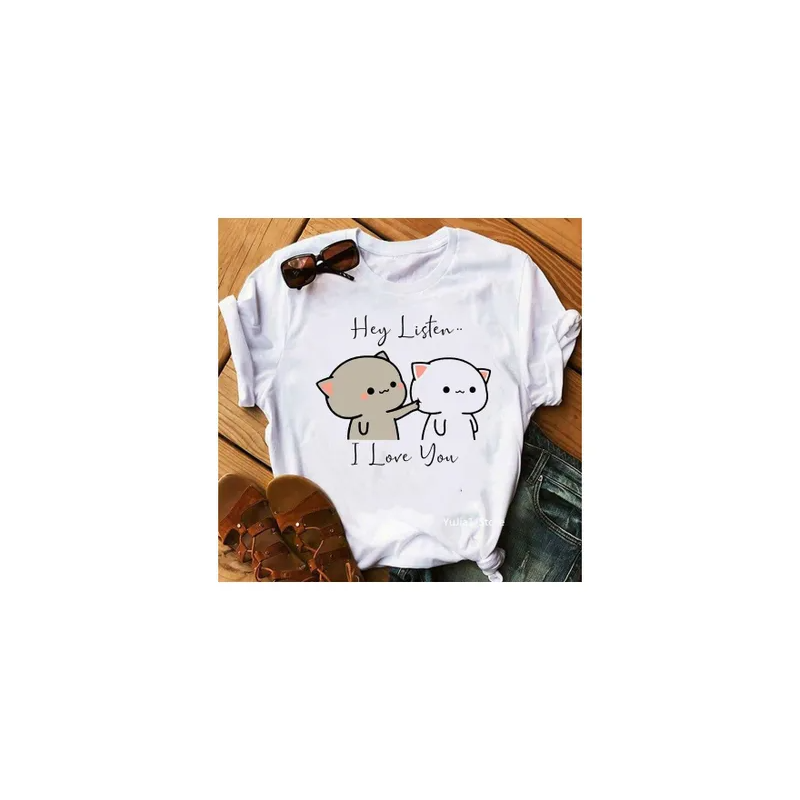 Two Cuties Cats Printed T-shirt