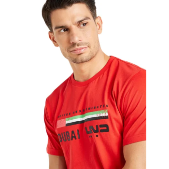 Al Jaber Typographic Print T-Shirt Red