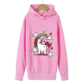 Unicorn Printed Hoodie Pink