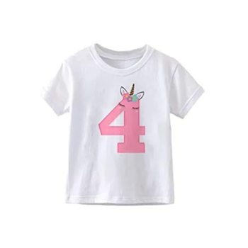 Unicorn Theme T-Shirt For 4th Birthday