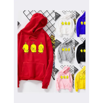 Unisex Autumn Winter Loose Hoodie Sweatshirt Printing Ducks Couple Wear Pullover White