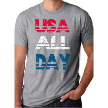 USA Flag 4th Of July Independence Day Printed Funny Classic Round Neck Short Sleeve T-shirt