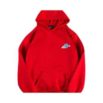 Velvet Cloud Print Hoodie Red