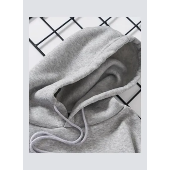 Unisex Cartoon Hoodie Sweatshirt Combined Doll Thicken Couple Wear Loose Pullover Grey