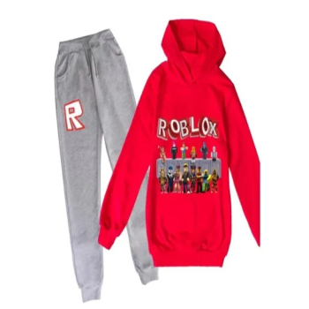 Roblox Printed Hoodie and Pants For Kids Grey/Red