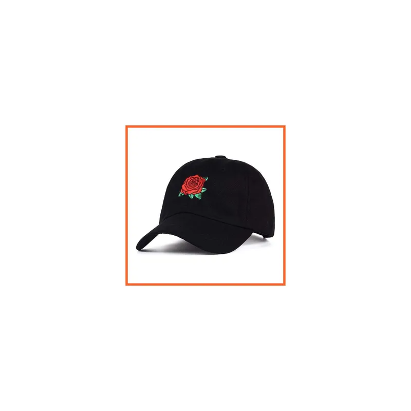 Generic Rose Embroidery Cap Black