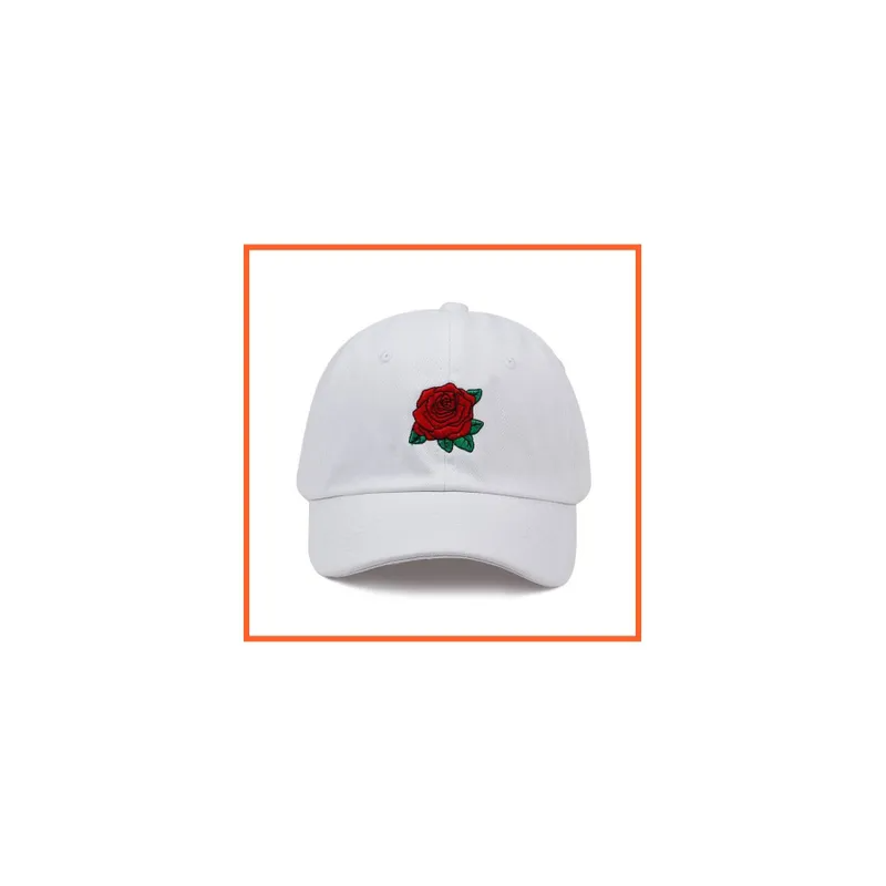 Generic Rose Embroidery Cap White