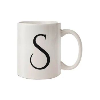Hazel S Letter Printed Mug White/Black Standard