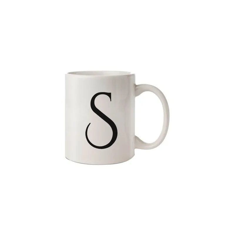Hazel S Letter Printed Mug White/Black Standard