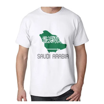 Generic Saudi Arabia National Flag Love Printed Casual Round Neck Short Sleeve White T-shirt
