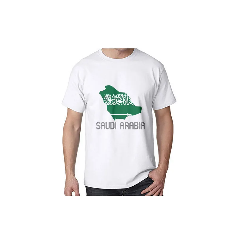 Generic Saudi Arabia National Flag Love Printed Casual Round Neck Short Sleeve White T-shirt