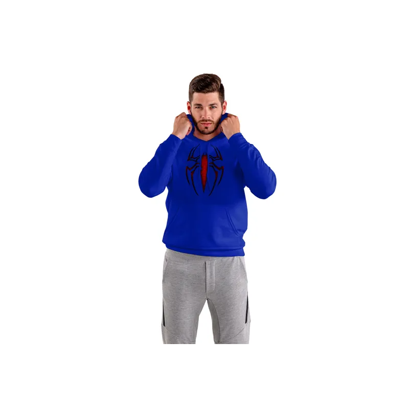 Generic SC Printed Spider Hoodie Spiderman Super Hero Pullover Sweatshirt Hoodie For Blue Men & Women