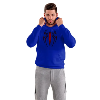 Generic SC Printed Spider Hoodie Spiderman Super Hero Pullover Sweatshirt Hoodie Blue For Men & Women