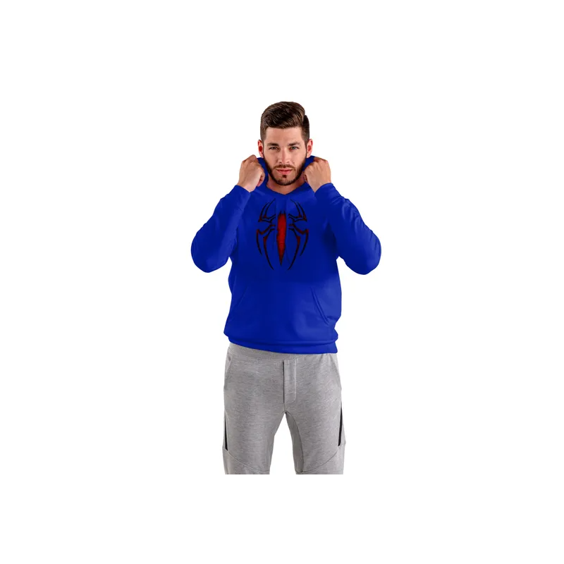 Generic SC Printed Spider Hoodie Spiderman Super Hero Pullover Sweatshirt Hoodie Blue For Men & Women