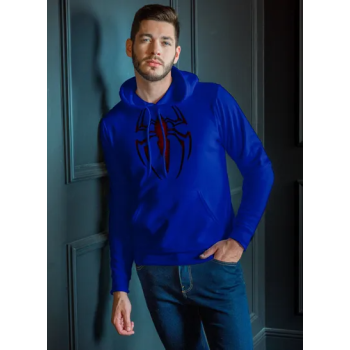 Generic SC Printed Spider Hoodie Spiderman Super Hero Pullover Sweatshirt Hoodie Blue For Men & Women
