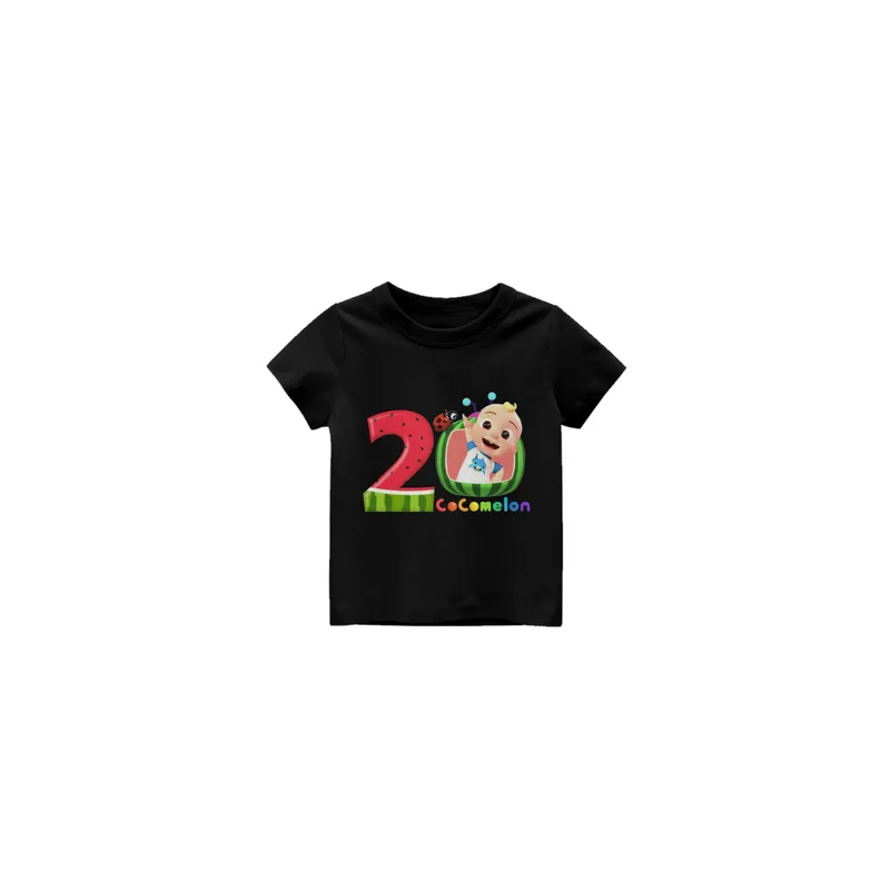 Generic Second Birthday Number Cocomelon Tv Cartoon Round Neck Comfortable and Soft 100% Cotton Baby Toddler T Shirt Birthday Written Numbers Tees, Numbers Birthday Party Shirts