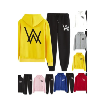 Generic Set Of 2 Zipper Hoodies And Pants Autumn Winter Thickened Jacket Suit yellow