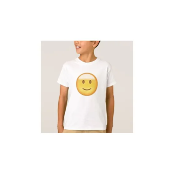 Generic Slightly Smiling Face Round Neck Printed T-shirt