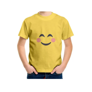 Generic Smile with cheeks Emoji Face Cotton T-Shirt For Kids