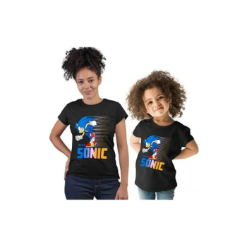 Generic Sonic The Hedgehog Round Neck Unisex Youth Family Tops Tees for Kid/Adult Short Sleeve T-Shirts Set