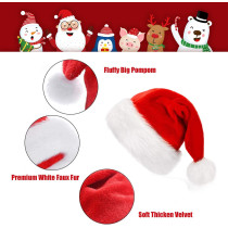 Woeau Unisex Soft Plush Velvet Santa Claus Hat with Red Father Extra Thicken Comfort Classic Fur