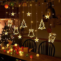Christmas Fairy Lights for Bedroom, Battery Operated 138 LED Christmas Decoration String Lights, LED Curtain Lights with Smart Remote Control and 8 Modes, Perfect for Christmas Halloween Party (Warm)
