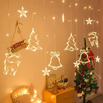 Christmas Fairy Lights for Bedroom, Battery Operated 138 LED Christmas Decoration String Lights, LED Curtain Lights with Smart Remote Control and 8 Modes, Perfect for Christmas Halloween Party (Warm)
