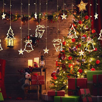 Christmas Fairy Lights for Bedroom, Battery Operated 138 LED Christmas Decoration String Lights, LED Curtain Lights with Smart Remote Control and 8 Modes, Perfect for Christmas Halloween Party (Warm)