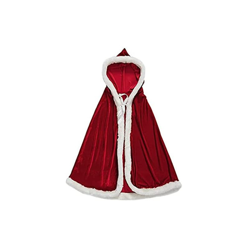 Jade Brain Giggles Santa ClaUS Hooded Cape For Boys And Girls - Christmas Santa Cape - Santa Cape For Boys And Girls - (Medium), White And Red, Jadecripcape2, Santa Cape For Christmas, M