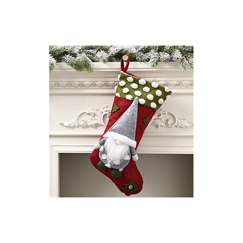 Brain Giggles Christmas Stocking for Holiday Home Decoration Gift Socks Ornament Bags (Red)