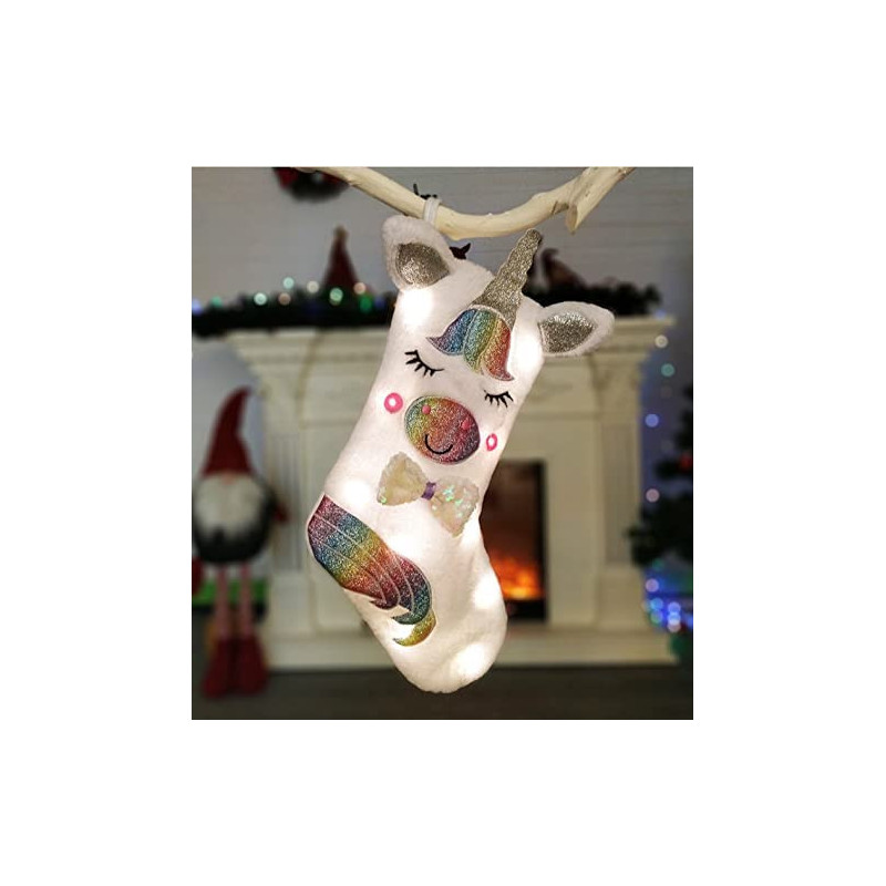 Brain Giggles LED Christmas Stockings for Girls - Unicorn