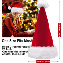 2 Pack Santa Hats for Women Men Kids Winter Plush Xmas Santa Hats Cap for Christmas Festive Holiday Party Supplies