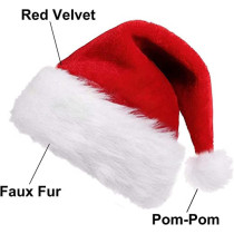2 Pack Santa Hats for Women Men Kids Winter Plush Xmas Santa Hats Cap for Christmas Festive Holiday Party Supplies