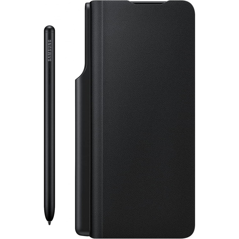 Samsung Galaxy Z Fold3 5G Leather Flip Cover With S Pen, Black