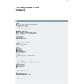 Siemens Freestanding Electric Cooker - Hk8Q3A150M, 1 Year Warranty