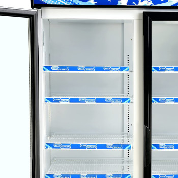 Super General 1000 Liter Gross Double-Door Chiller, Upright Beverage-Showcase, Energy-Saving, Low-Noise, White/Black, SGSC-1018-IF, 100 X 72 X 202.3 Cm, 1 Year Warranty