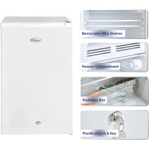 Super General 140 Liter Gross Volume Compact Mini-Refrigerator Sgr-060-H, White, Beverage-Fridge With Child Lock, Shelf, Freezer-Box, Reversible Door, 49.5 X 56 X 82.8 Cm