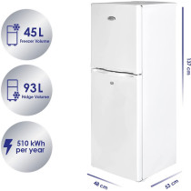 Super General 190 Liters Gross Compact Double Door Refrigerator Tropical Compressor, White, SGR-198-H, 1 Year Warranty