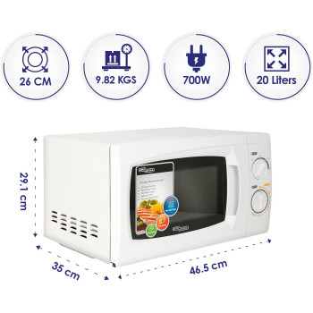 Super General 20 Liters Microwave Oven, White - SGM M921, 1 Year Warranty