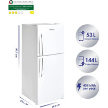 Super General 250 Liters Gross Compact Double Door Refrigerator-Freezer, White, Sgr-260-W, 1 Year Warranty