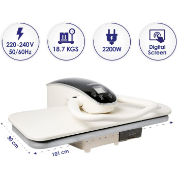 Super General 40 Inch Steam Press, Sensor Control Steam Iron With Digital Display, 750Ml Water Capacity, Teflon Heating Plate, Sgsp-40, White, 104 X 62 X 26 Cm, 1 Year Warranty