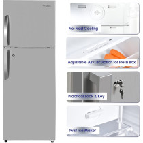 Super General 410 Liters Gross Double Door Refrigerator-Freezer, Inox, Sgr-410-L, 1 Year Warranty