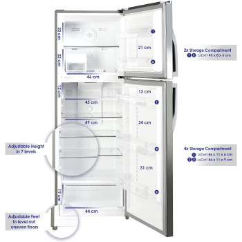 Super General 410 Liters Gross Double Door Refrigerator-Freezer, Inox, Sgr-410-L, 1 Year Warranty
